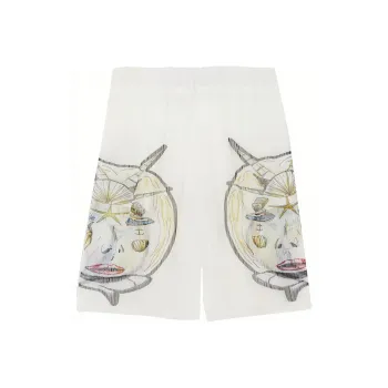 Burberry Marine Sketch Sheer Plisse Shorts