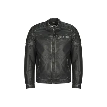 JACK JONES· Leather Jacket Men's Black