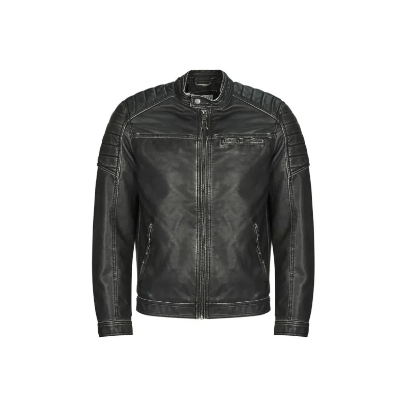 JACK JONES· Leather Jacket Men's Black-0