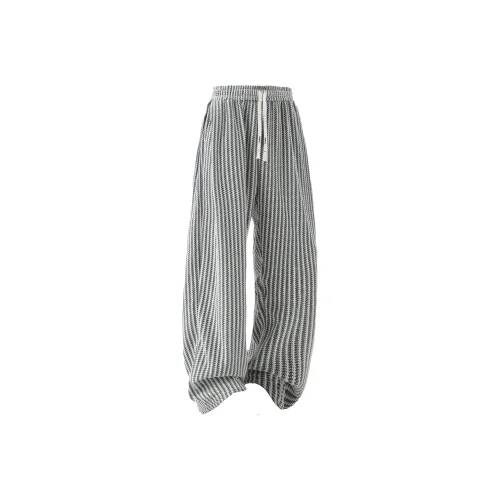 HOKLV Casual Pants Unisex Black White Stripes