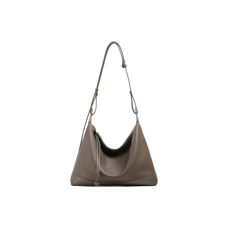 COMELY Cow Leather One Shoulder Crossbody Tote Hobo Bag Regular Women's Elephant Gray-3