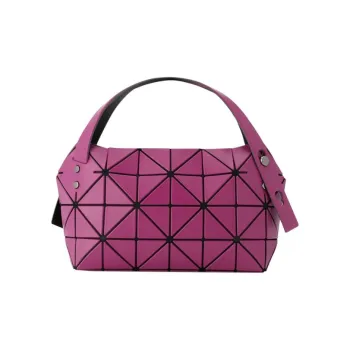 ISSEY MIYAKE Boston Artificial Leather Dumpling Bag Box Bag Shoulder Bag Handbag Small Size Women's Fuchsia