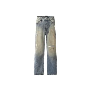 GBXM Jeans Unisex Dirty Dyed Blue