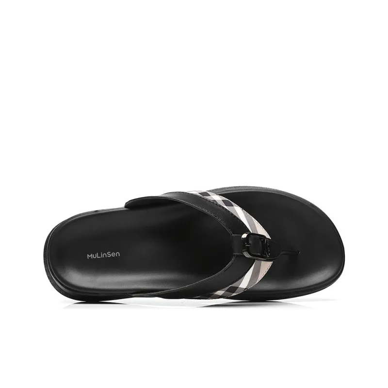 Mulinsen Rubber Sole Flip Flops Men's Black-2