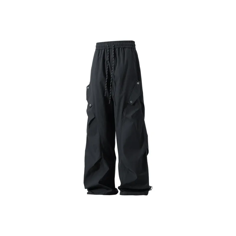 NOME Japanese Style Niche Vintage Urban Techwear Pleated Straight Fit Cargo Pants Unisex-0