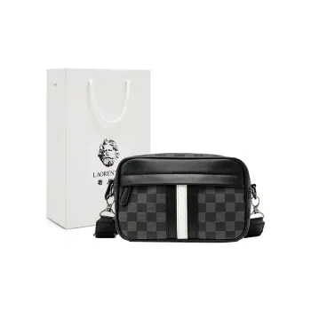 Old Man's Head Synthetic Leather Shoulder Bag, Crossbody Bag Regular Men's Black Checkerboard