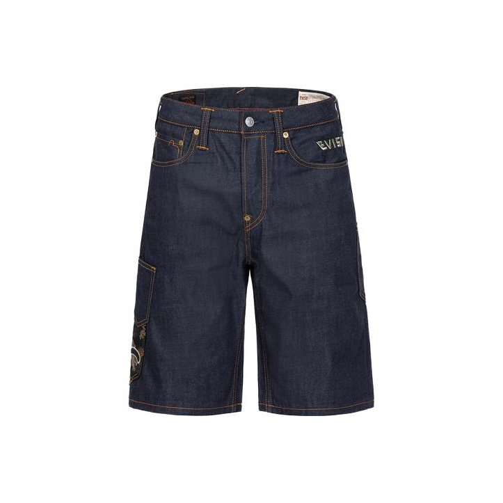 EVISU Denim Shorts Men Denim Blue - POIZON