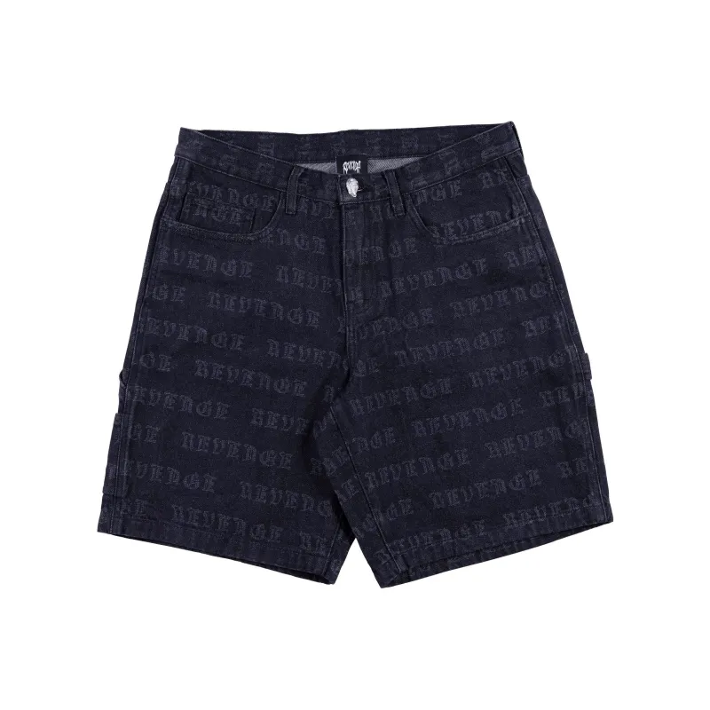 Revenge ALLOVER CARPENTER DENIM SHORTS BLACK Denim Shorts Unisex Black-0