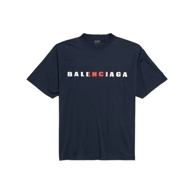 Balenciaga T Shirt Regular Fit Men's Marine Blue-0