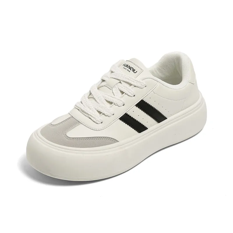 HUANQIU Non slip Lightweight Low Top Skateboard Shoes Men's Beige-2