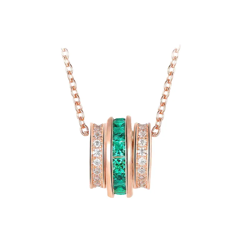 KOYOOME S925 Sterling Silver Cultured Emerald Round Bead Chain Unisex-6