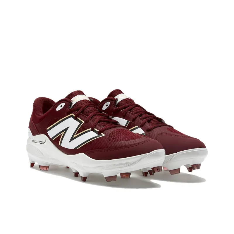 New Balance Low Top Upper Height Slip Resistant And Abrasion Resistant Functionality Baseball Shoes Men's Burgundy Red-2