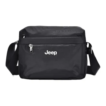 Jeep Waterproof Fabric Crossbody Bag, Shoulder Bag Regular Men's Black