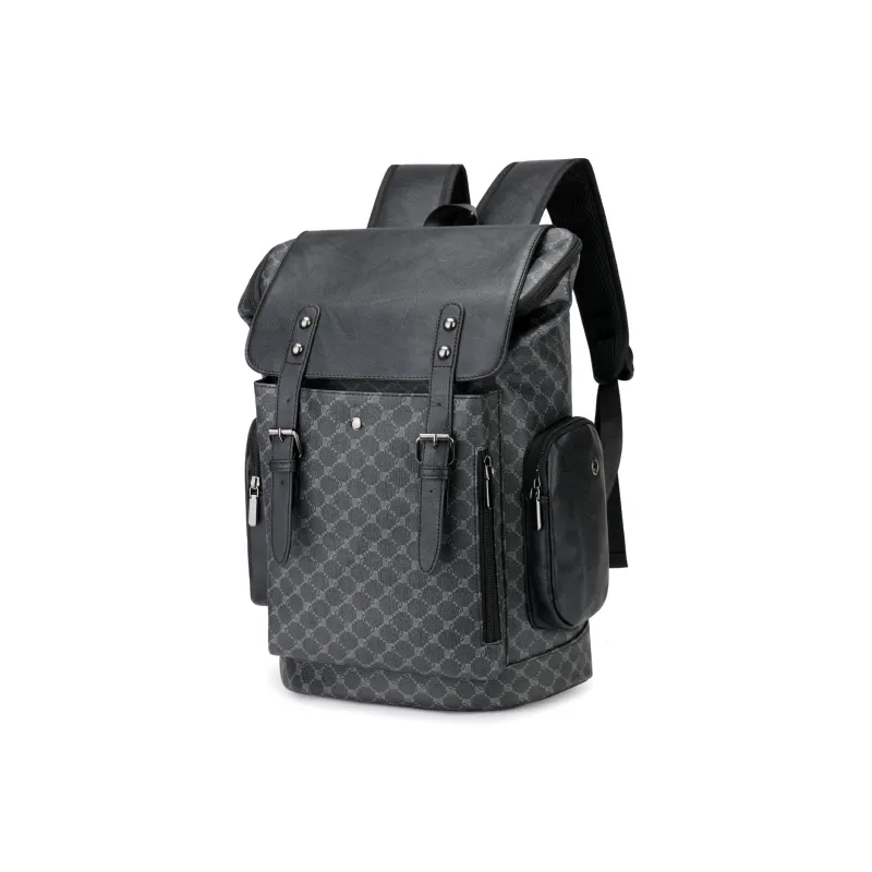 ZOGA PU Backpack Regular Men's Pattern Brown/Black Pattern-4