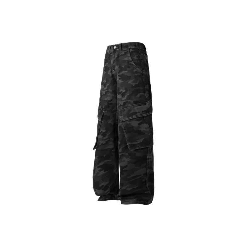 Ghost Mask Casual Pants Unisex Camouflage Gray-0