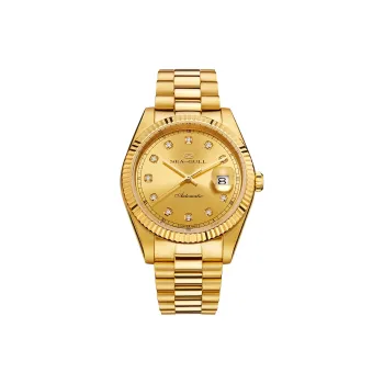 Sea Gull Zall Series Automatic Mechanical Movement Stainless Steel Watchband Watch Unisex Gold Dial