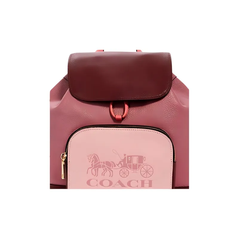COACH Jes Leather Backpack Medium Size Women's Pink Multicolor-3