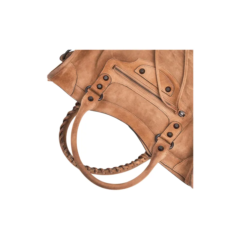 Balenciaga Le City Cow Leather Handbag Medium Size Women's Camel-5