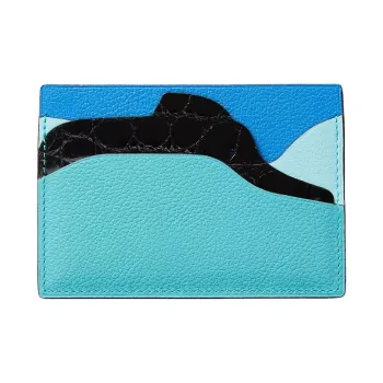 HERMES Design Card Holder Unisex Blue