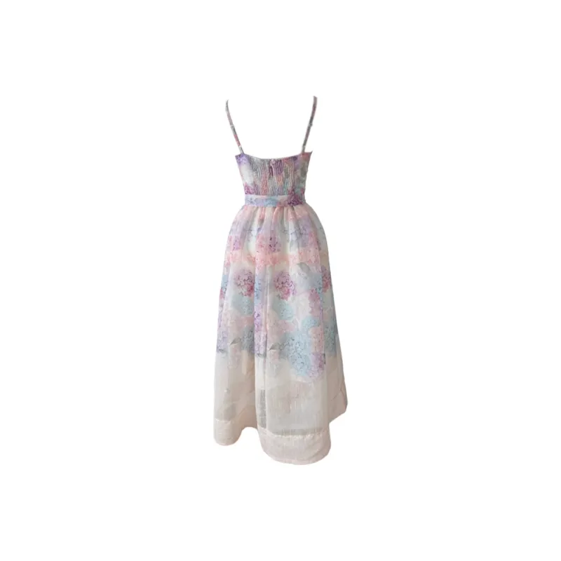 COVER TIME Slip Dress Women's Apricot Base Hydrangea-1