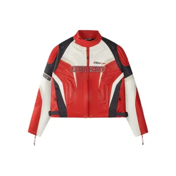 FILA FUSION x DUCATI GEXTREME RED Leather Jacket Unisex Red