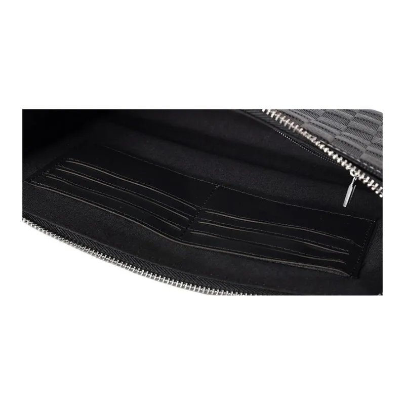 DOSRFINI Cow Leather Clutch Large Size Men's Black-2