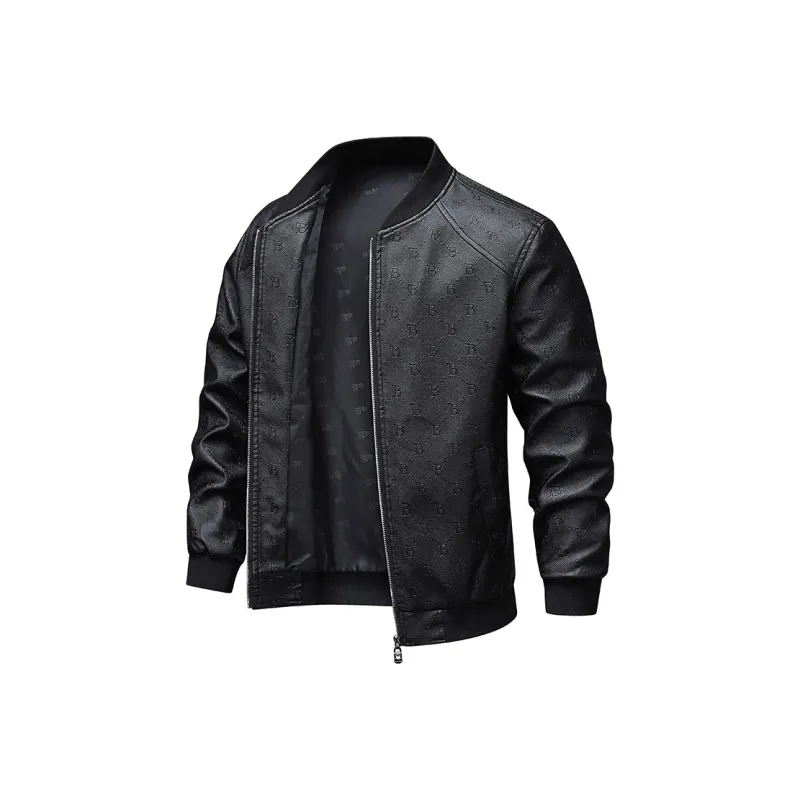 PIERRE CARDIN Leather Jacket Men's Black-0