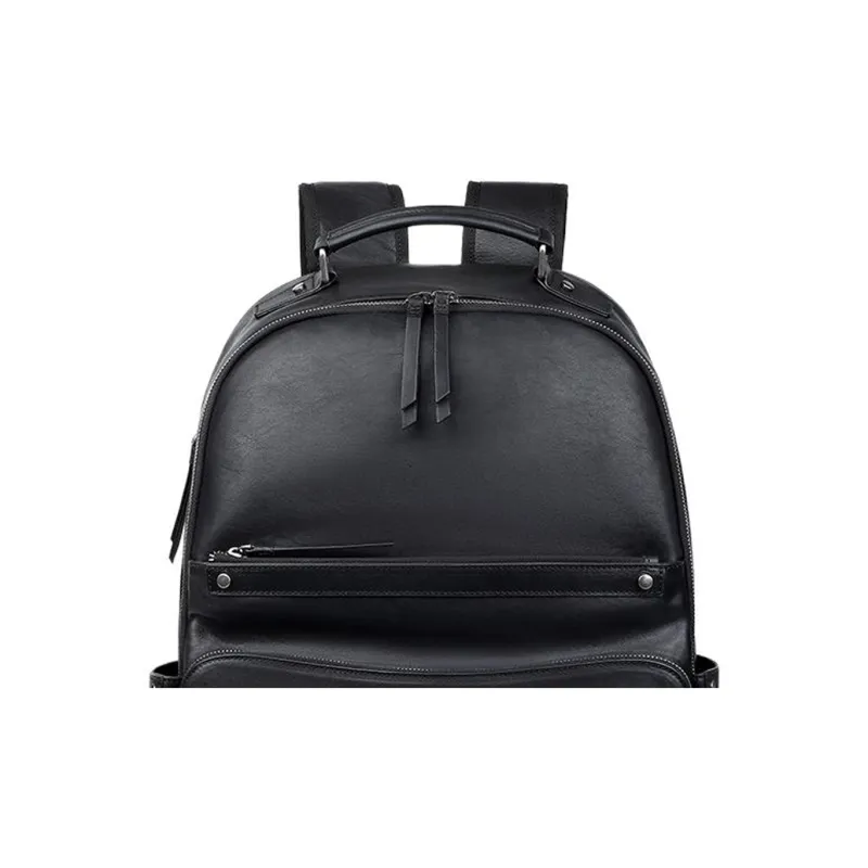 VIHUS Top Grain Cow Leather Backpack Men's Black-4