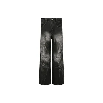 COOLALPACA Loose Fit Straight Fit Jeans Unisex Black Gray