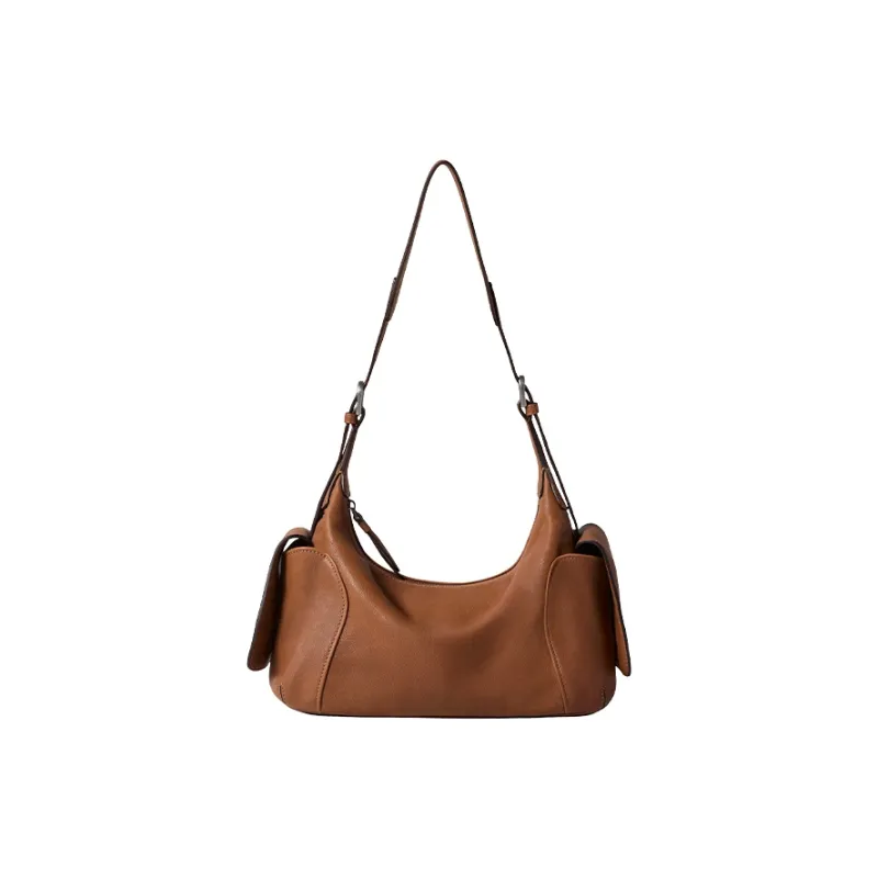Qiuzhen Sheepskin Shoulder Bag Trumpets Unisex Coffee/Black/Elephant Gray/Caramel-0