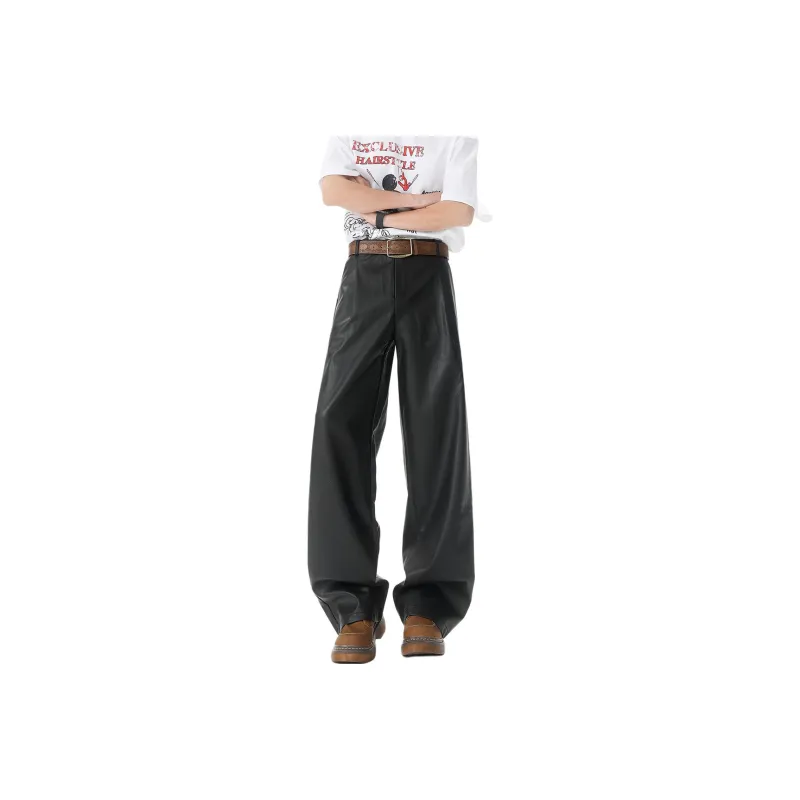 RAP PANDA Leather Pants Unisex-0
