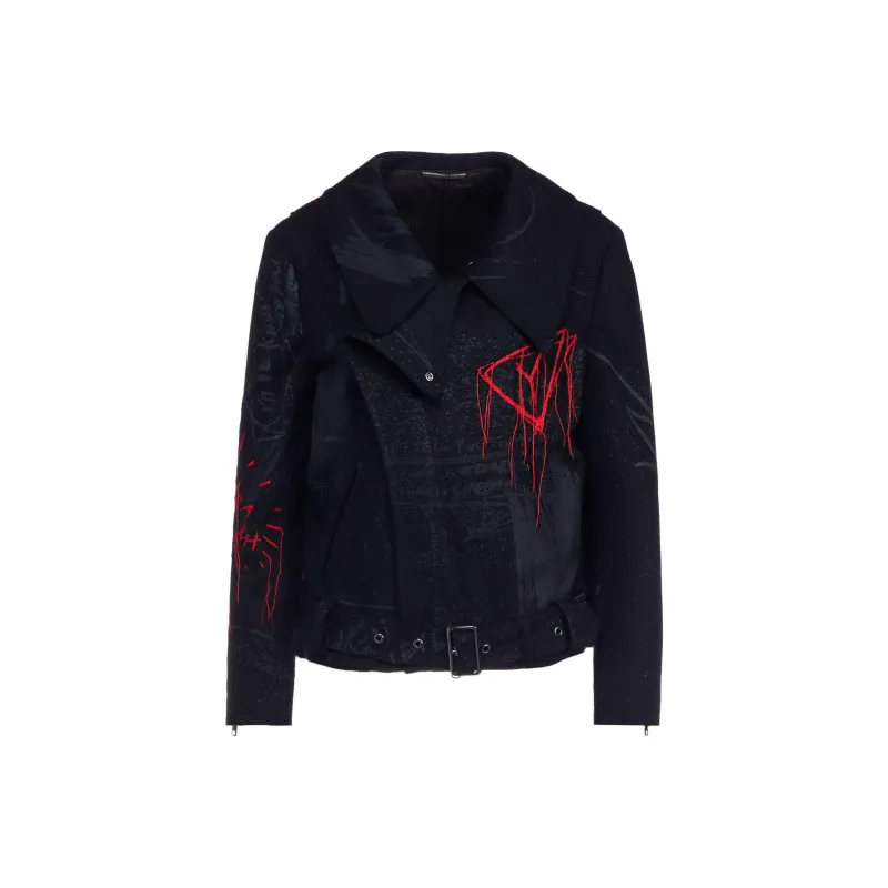 Yohji Yamamoto Printed Biker Jacket-0