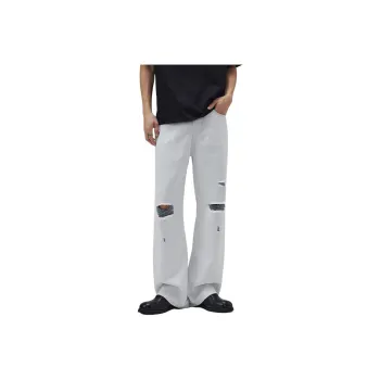 NVRFRGT Jeans Unisex Blue Yarn White