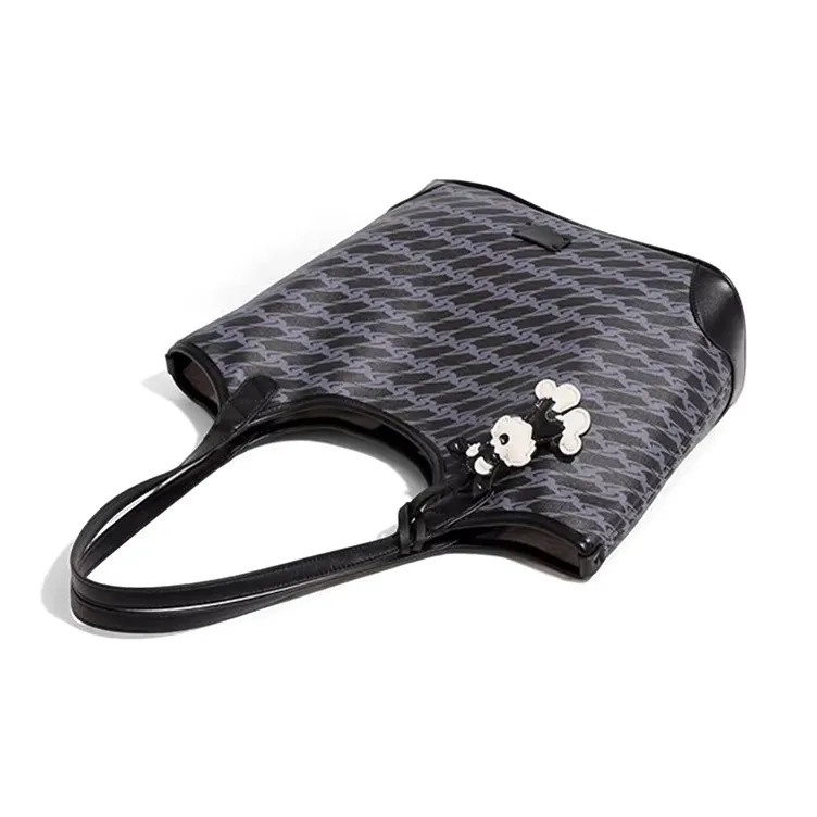 CLEVER& KETCH Microfiber Synthetic Leather Shoulder Bag Women's Black-4