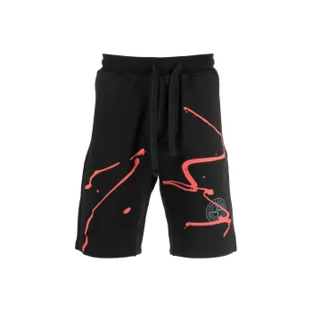 STONE ISLAND Ink Three Embroidered Fleece Shorts