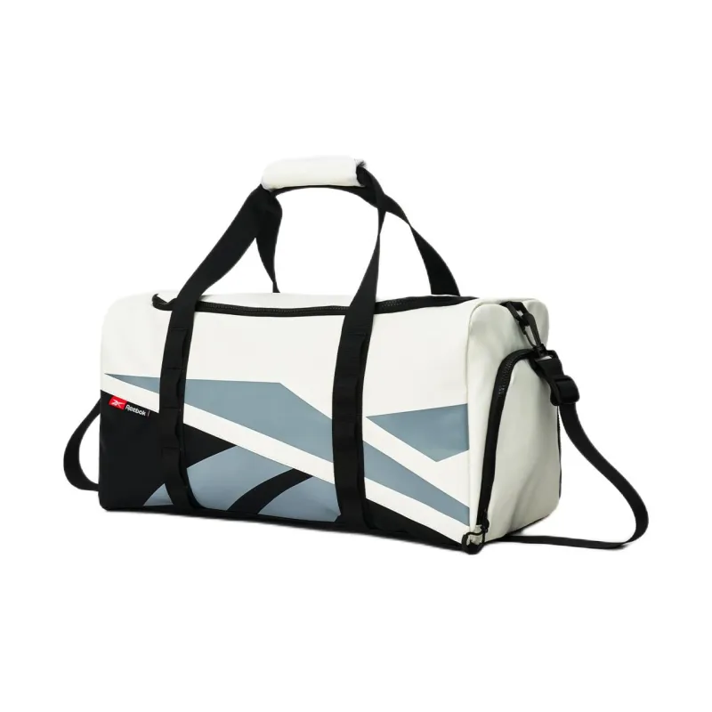 Reebok Artificial Leather Handbag, Crossbody Bag, Travel Bag, Gym Bag Medium Size Unisex White/black/grey green-1