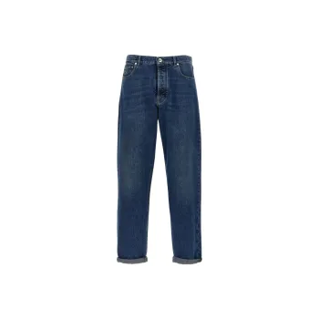 Brunello Cucinelli Logo Patch Mid Rise Jeans