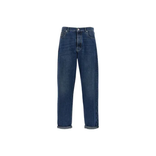 Brunello Cucinelli Logo Patch Mid Rise Jeans