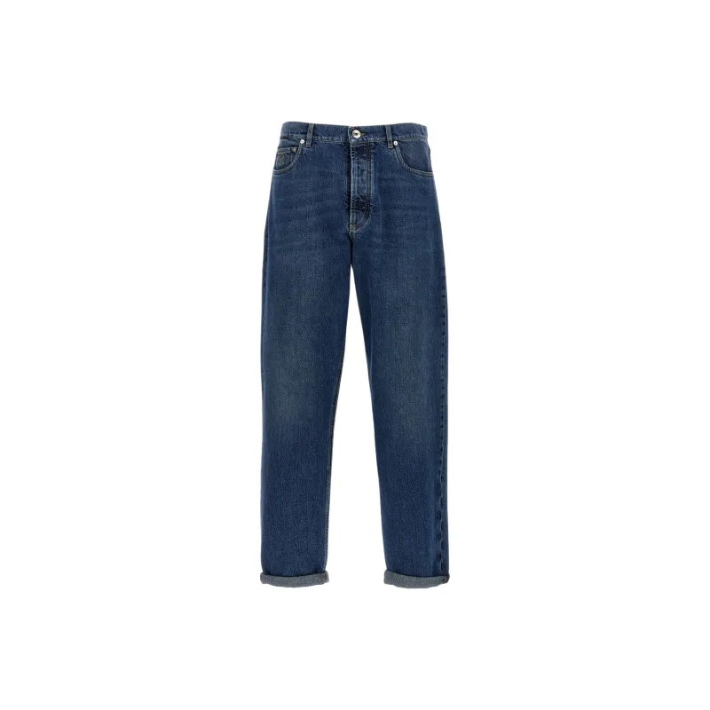 Brunello Cucinelli Logo Patch Mid Rise Jeans-0