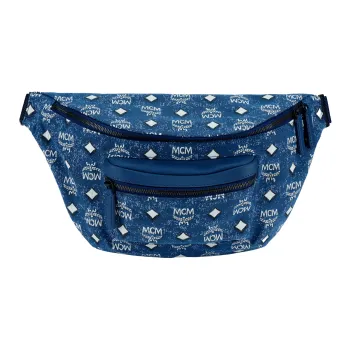 MCM Fursten Visetos Denim Jacquard Nappa Leather Trim Shoulder Bag, Crossbody Bag, Fanny Pack Regular Women's Blue