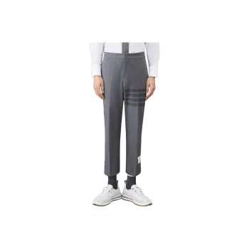 THOM BROWNE Mid rise Twill Tapered Trousers