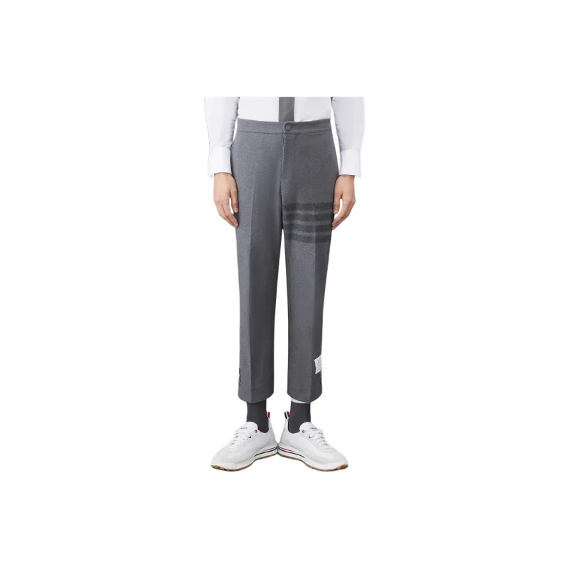 THOM BROWNE Mid rise Twill Tapered Trousers-0