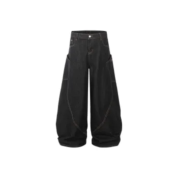 COOLALPACA Loose Fit Wide Leg Jeans Unisex Black