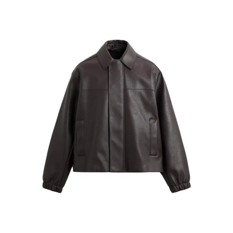 ZARA Leather Jacket Men's Bright Red-0