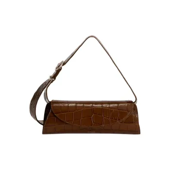 JIL SANDER Cannolo Calfskin Shoulder Bag Small Size Women's Chocolate