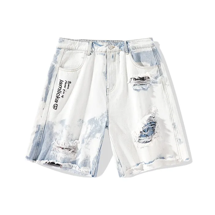 LAMLICKA Denim Shorts Unisex White-0