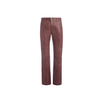 GUESS Mid Rise Flared Leather Pant Leather Pants Men's Burgundy