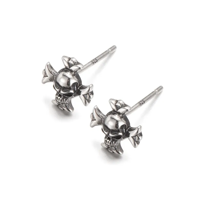 IDEAGEMER 925 Sterling Silver Stud Earrings Men's-4