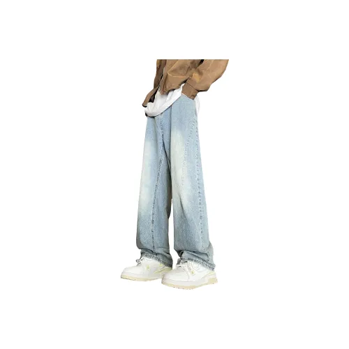 FASTFISH Casual Pants Unisex Khaki Light Blue