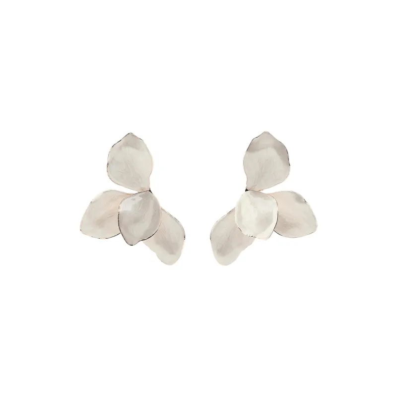 ZARA Iron, Epoxy Resin, Brass, Titanium Earrings Women's Silver-0